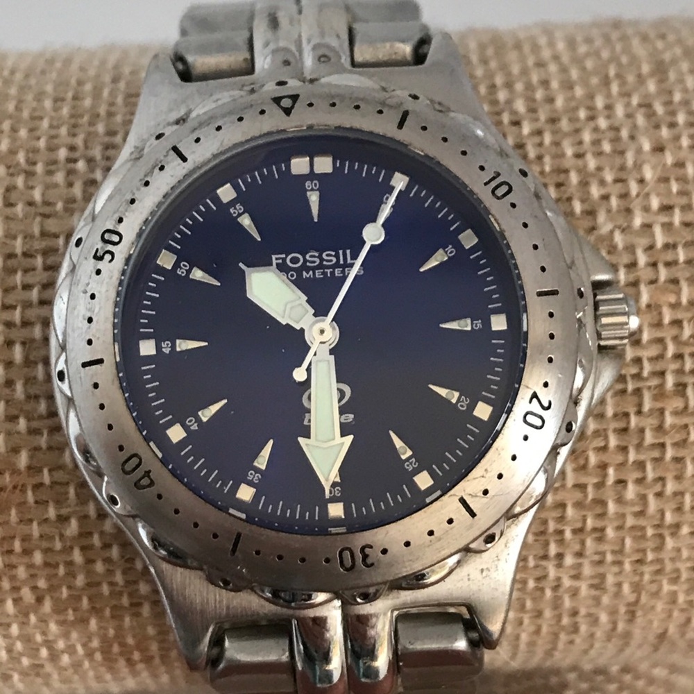Fossil Blue AM3175 Men’s Divers Watch 100 Meters W/R New Battery